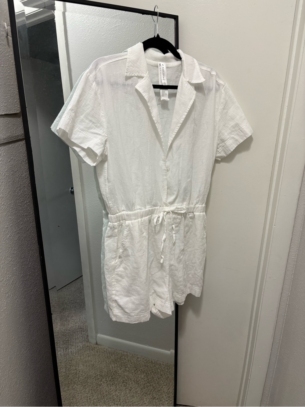 Fabletics White Collared Short Sleeve Romper
